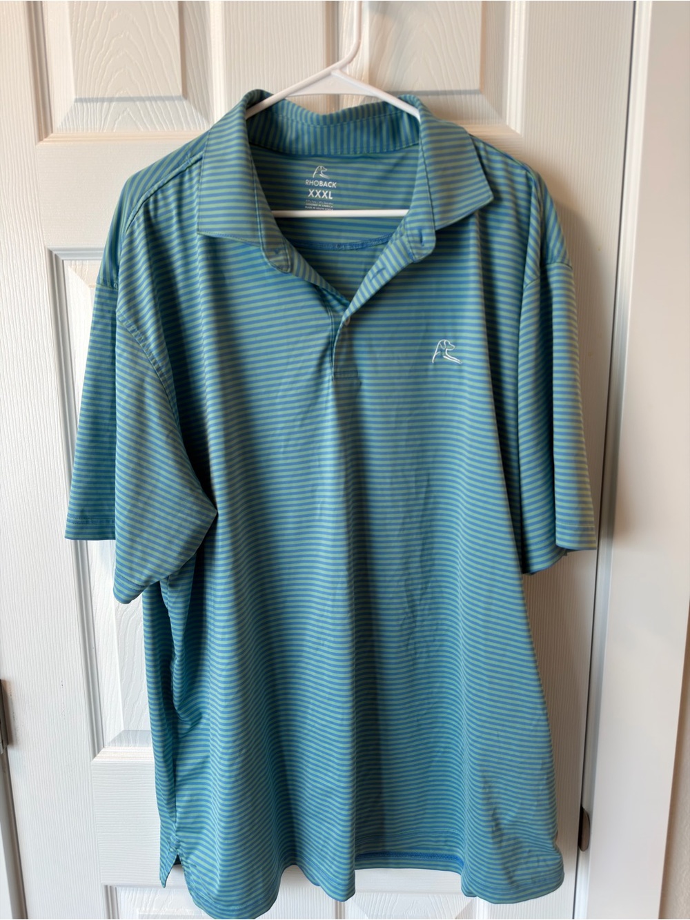 Rhoback Striped Polo Shirt in Teal